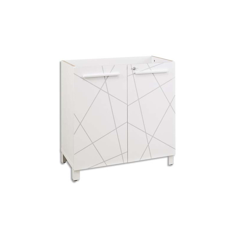 GAUTIER OFFICE Rangement bas Sunday Blanc, portes Blanc Graphic - Dimensions : L80 x H79 x P40 cm