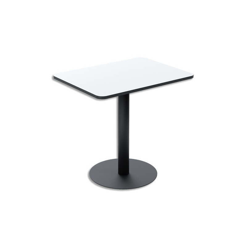 PAPERFLOW Table de restauration Mezzo rectangle 60X80cm. Pied noir et plateau blanc