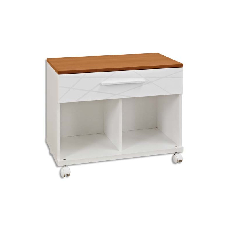 GAUTIER OFFICE Rangement bas mobile Sunday Blanc Graphic,1 tiroir + 2 cases - Dim. : L80 x H59 x P42 cm