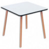 PAPERFLOW Table de restauration Palomba carré 80x80cm. Pied en hêtre et plateau blanc