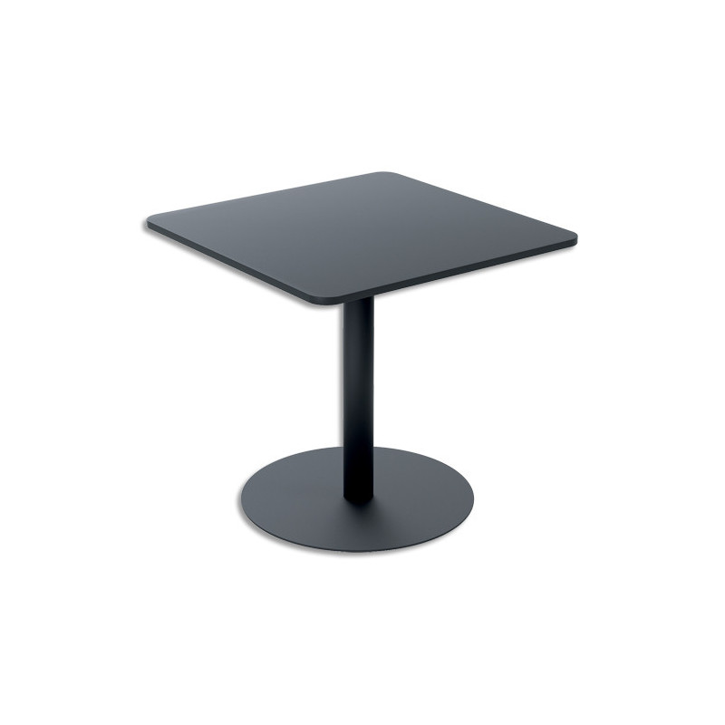 PAPERFLOW Table de restauration Cross carré 80x80cm. Pied noir et plateau noir