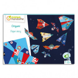 AVENUE MANDARINE Boîte créative, Origami thème avions/fusées, 40 feuilles, 5 diagrammes, notice.