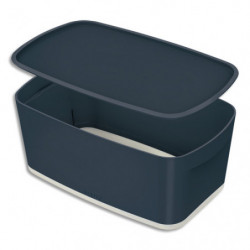 LEITZ Bac de rangement Medium COSY avec couvercle. Dimensions : 31,8x12,8x19,1cm. Coloris gris