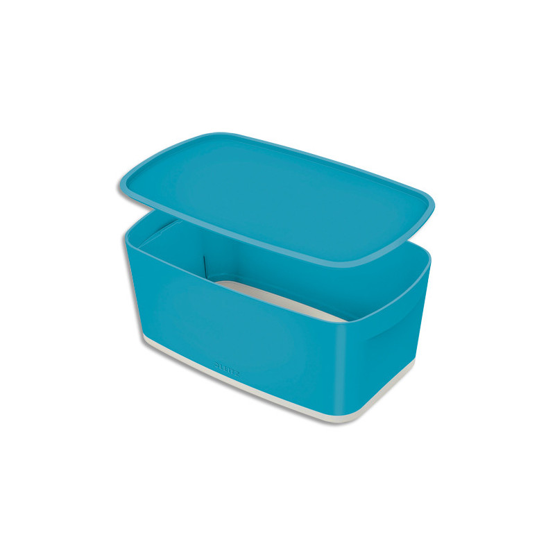 LEITZ Bac de rangement Medium COSY avec couvercle. Dimensions : 31,8x12,8x19,1cm. Coloris bleu