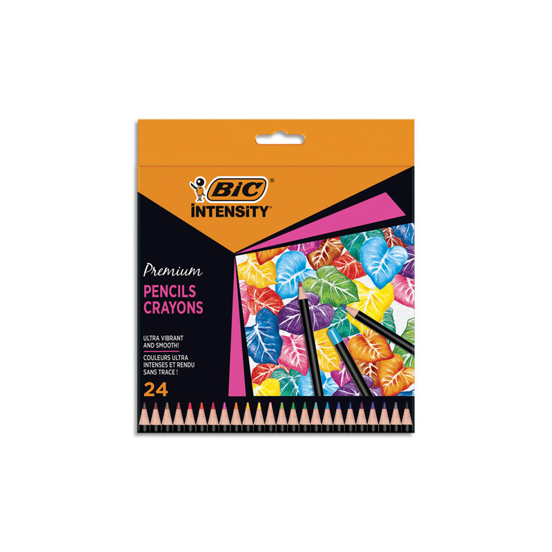 BIC Etui de 24 crayons de couleur Intensity premium. Bois FSC. Couleurs assorties.