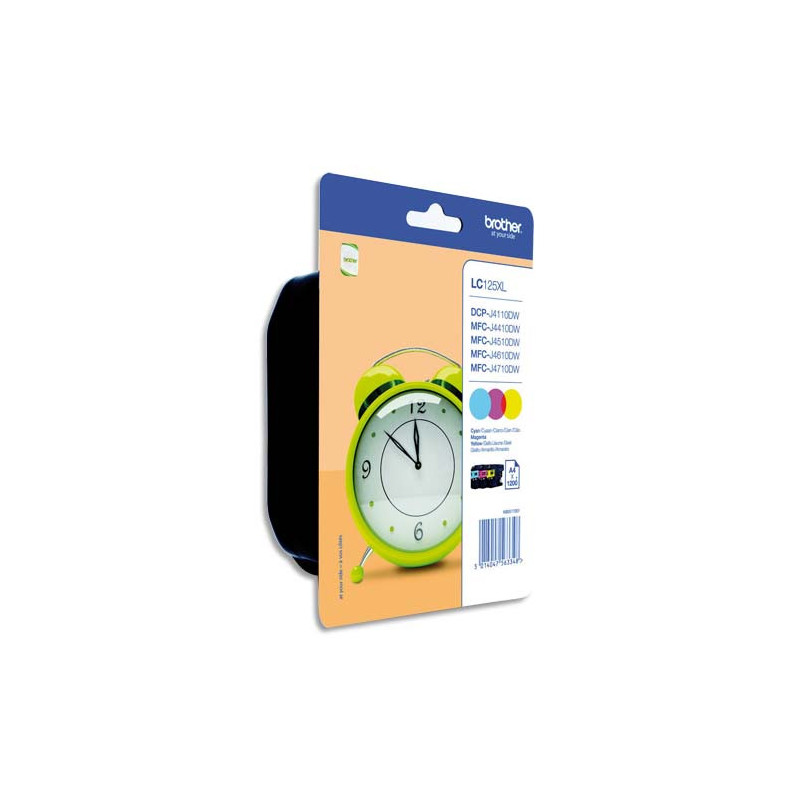 BROTHER Multipack Jet d'encre HC Cyan/Magenta/Jaune LC125XLRBWBP