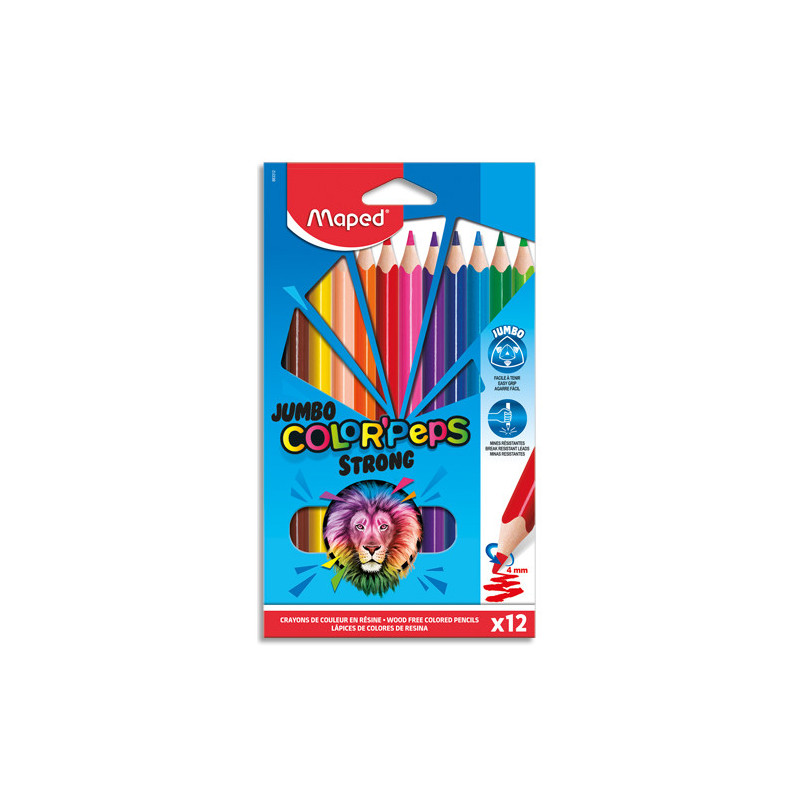 MAPED Boîte de 12 crayons de couleur Jumbo COLORPEPS STRONG GREEN