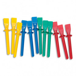 Sachet de 12 spatules en plastique, 4 couleurs assorties longueur 11.5cm