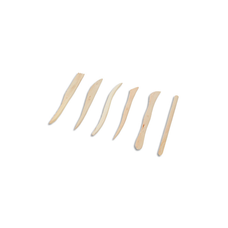Sachet de 6 ébauchoirs en bois assortis.