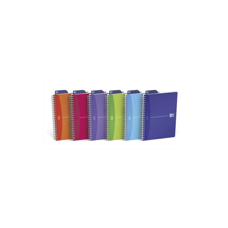 OXFORD Cahier spiralé My Color A5, 180 pages non perforées lignée 7mm. Couvertures PP assorties