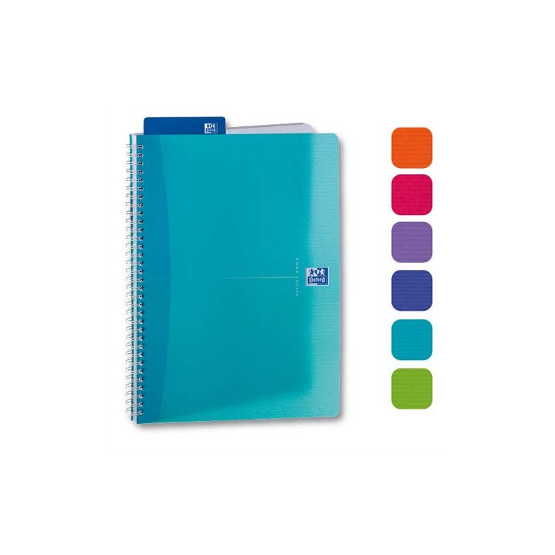 OXFORD Cahier spiralé My Color A4, 180 pages non perforées lignée 7mm. Couvertures PP assorties