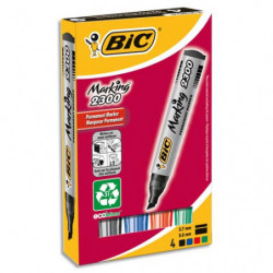 BIC Marking 2300 ECOlutions Marqueurs Permanents à Pointe Moyenne Biseautée - Couleurs Assorties x4