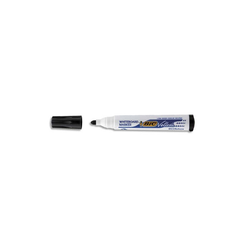 BIC Velleda 1701 ECOlutions Feutres pour Tableau Blanc Effaçables à Sec à Pointe Conique Moyenne - Noir