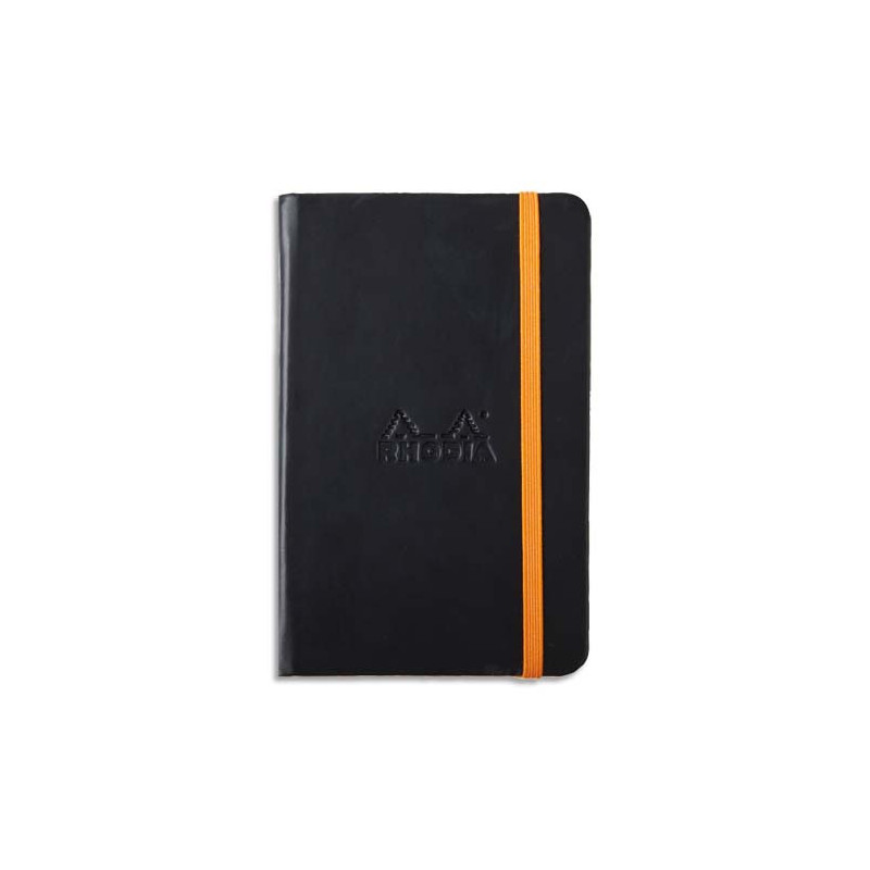 RHODIA Carnet Rhodiarama 9x14cm 192 pages lignées. Couverture rembordée Noire