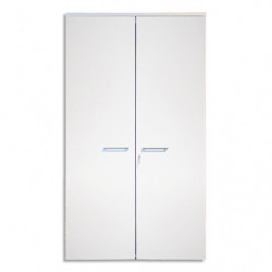 Armoire mélaminée EMMA 2 portes, hauteur 198cm. Coloris Blanc/Blanc