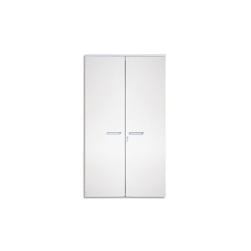 Armoire mélaminée EMMA 2 portes, hauteur 198cm. Coloris Blanc/Blanc