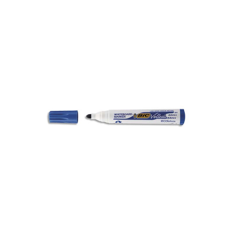 BIC Velleda 1701 ECOlutions Feutres pour Tableau Blanc Effaçables à Sec à Pointe Conique Moyenne - Bleu