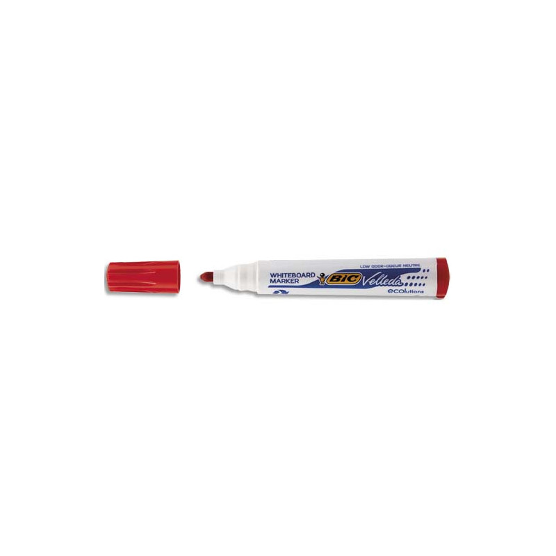 BIC Velleda 1701 ECOlutions Feutres pour Tableau Blanc Effaçables à Sec à Pointe Conique Moyenne - Rouge