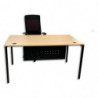 Bureau droit 4 pieds PRIMA 180 x 80 cm. Hauteur 73cm. Plateau mélaminé 19mm Chêne et piètement noir