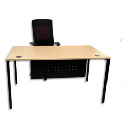 Bureau droit 4 pieds PRIMA 140 x 80 cm. Hauteur 73cm. Plateau mélaminé 19mm Chêne et piètement noir