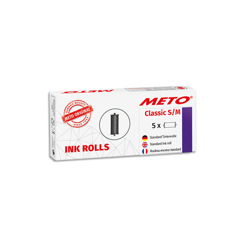 METO Pack de 5 rouleaux encreurs pour Meto Classic S & M 1 ligne et 2 lignes