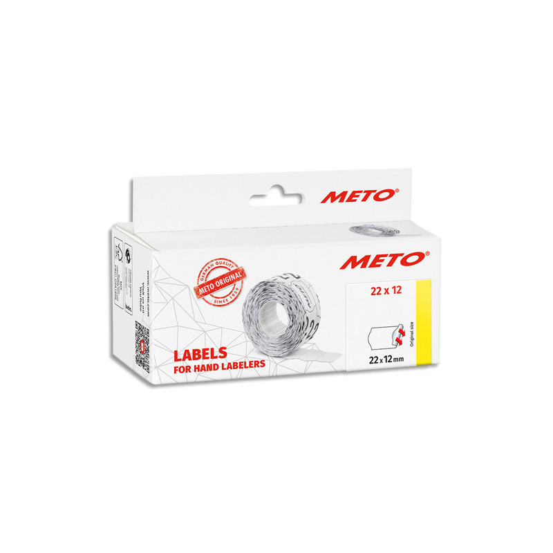 METO Boîte de 6 rouleaux étiquettes Meto 22x12mm blanches sinusoïdales adhésif permanent