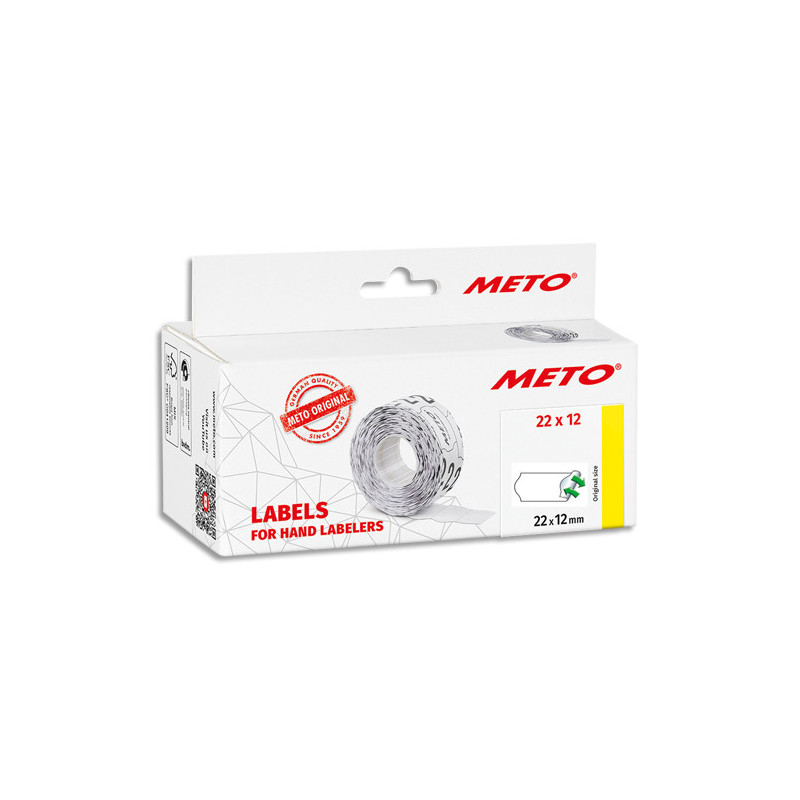 METO Boîte de 6 rouleaux étiquettes Meto 22x12mm blanches sinusoïdales adhésif amovible