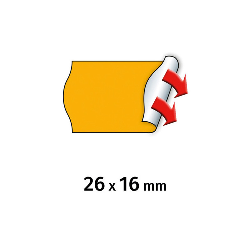 METO Boîte de 6 rouleaux étiquettes Meto 26x16mm fluo orange sinusoïdales adhésif permanent