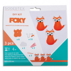Kit DIY 3 renards FOXY à fabriquer - feutrine 2mm - Sachet individuel - Coloris assortis