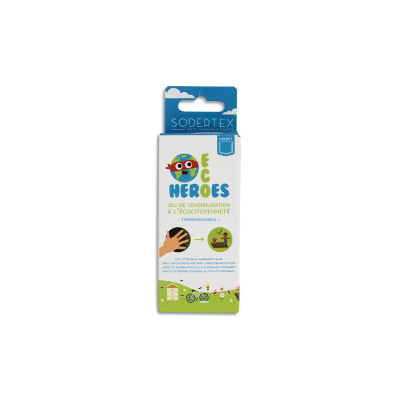 Jeux jetons thermosensibles écocitoyens ECO HEROES-Motif apparait avec chaleur (sup 30°C) 4,5 cm - 50 pcs