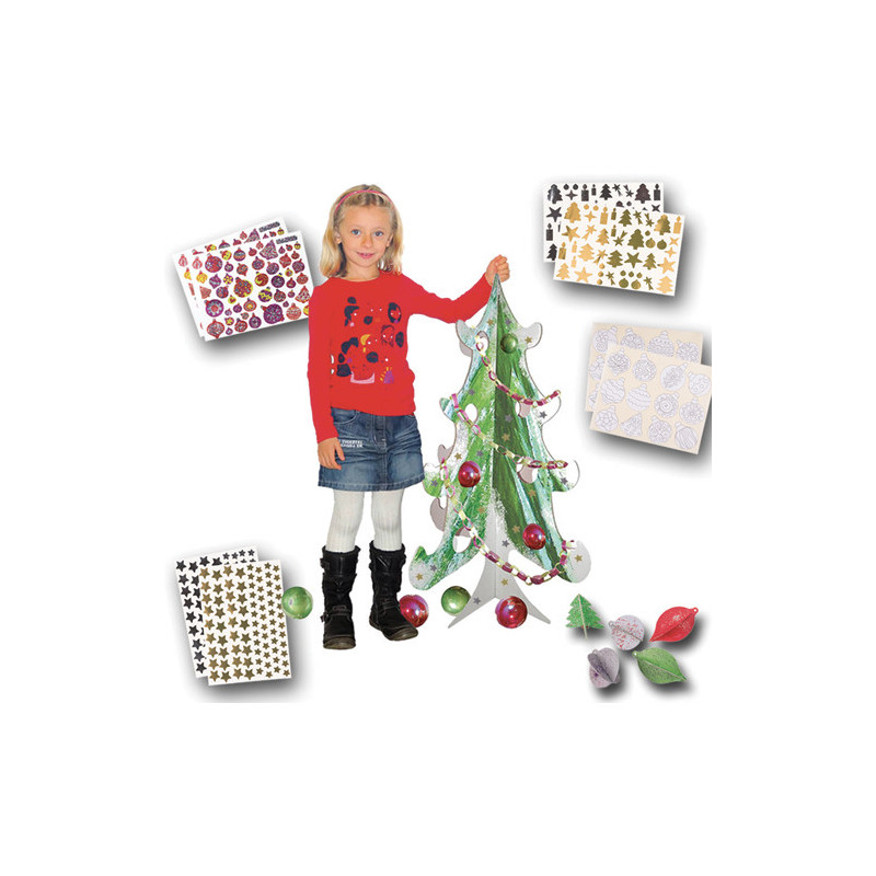 CLEOPATRE Box de Noël : gommettes de Noël, objets cartons 3D à décorer. Pour une classe.