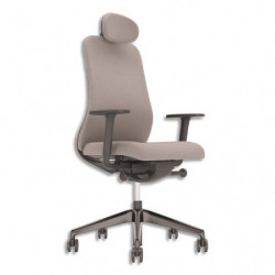 Fauteuil Souly synchrone ergonomique et design avec placet dossier,assise et dossier en tissu beige foncé