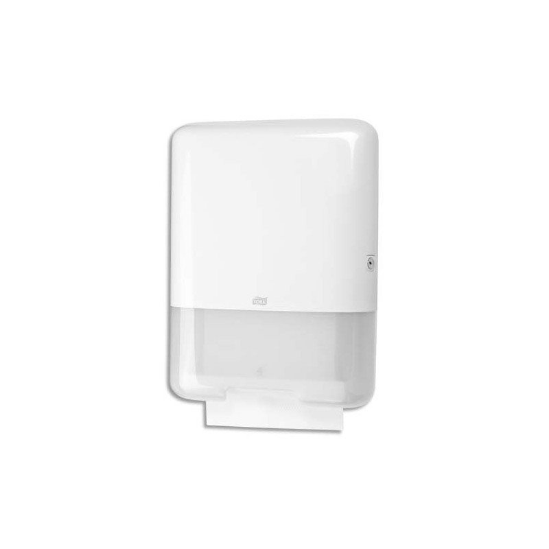 TORK Distributeur pour essuie-mains pliés en V/C H3 Dim. L33,3 x H43,9 x P13,6 cm Blanc semi transparent