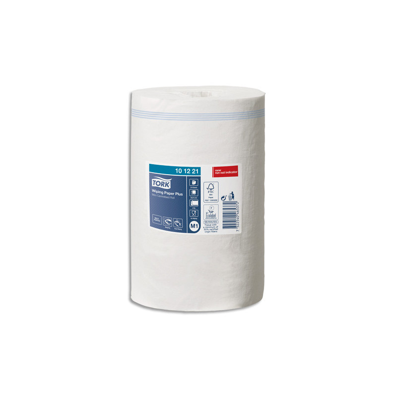 TORK Lot de 11 Bobines papier d'essuyage Plus Mini à dévidage central M1 75m Format 21,5 x 35 cm Blanc