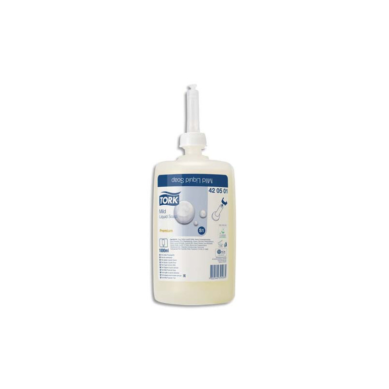 TORK Lot de 6 recharges d'1 litre de savon liquide doux parfumé usage courant pour distributeur S1