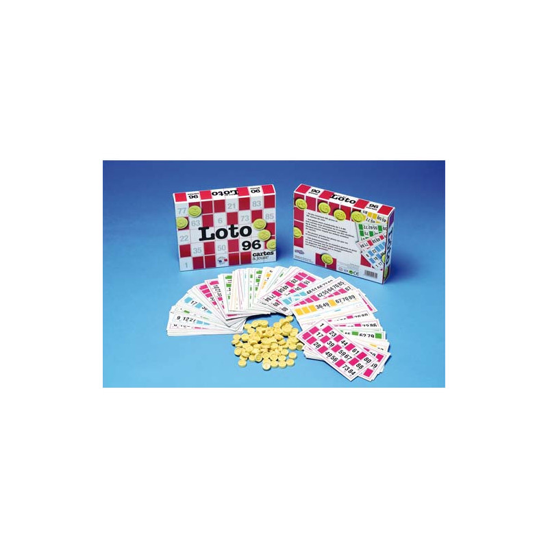 Loto - 96 cartes - Coffret comportant 96 cartons + 90 pions (de 1 à 90).