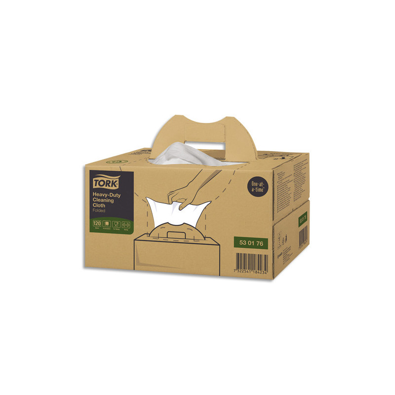 TORK Boîte distributrice 120 Chiffons de nettoyage Industriel enchevêtrés blanc - Format : 61,5 x 35,5 cm