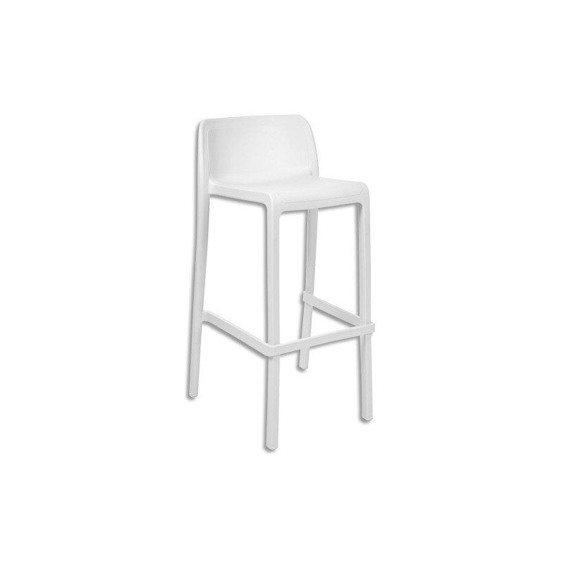 MT INTERNATIONAL Tabouret extérieur empilable en polypropylène blanc hauteur 95cm. Embout antidérapant