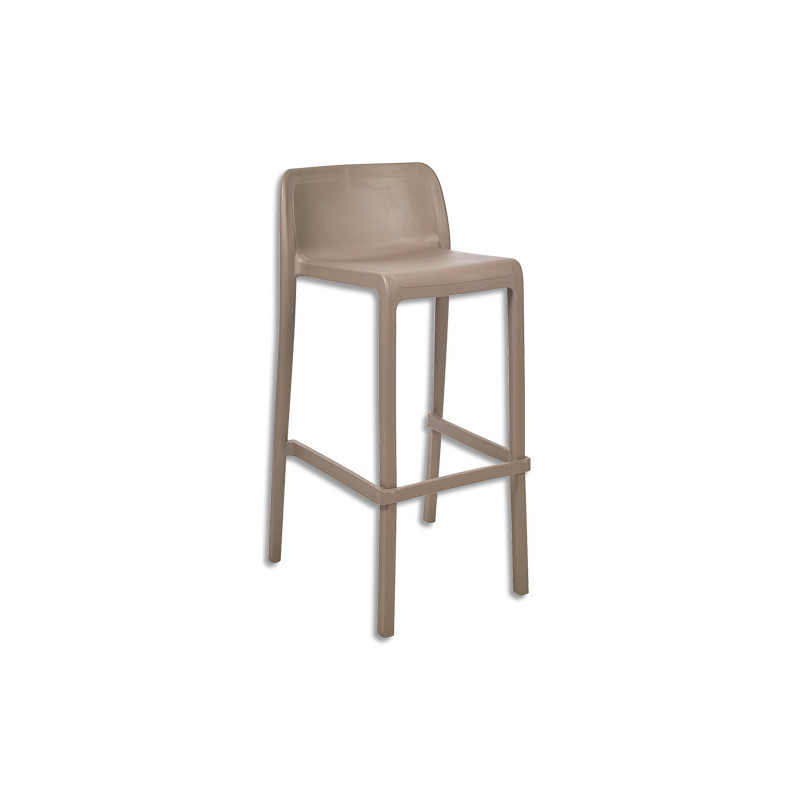 MT INTERNATIONAL Tabouret extérieur empilable en polypropylène Taupe hauteur 95cm. Embout antidérapant