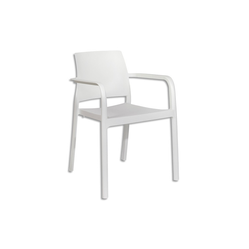 MT INTERNATIONAL Fauteuil extérieur en polypropylène Blanc L56 x H80 x P58. Embout antidérapant