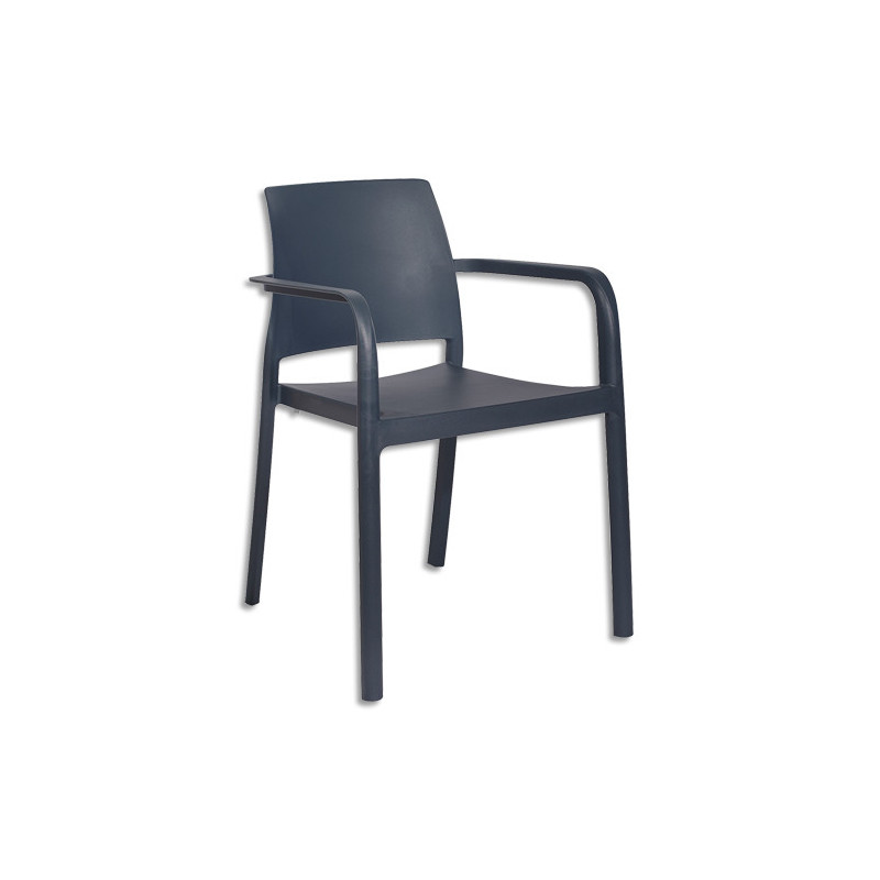 MT INTERNATIONAL Fauteuil extérieur en polypropylène Anthracite L56 x H80 x P58. Embout antidérapant