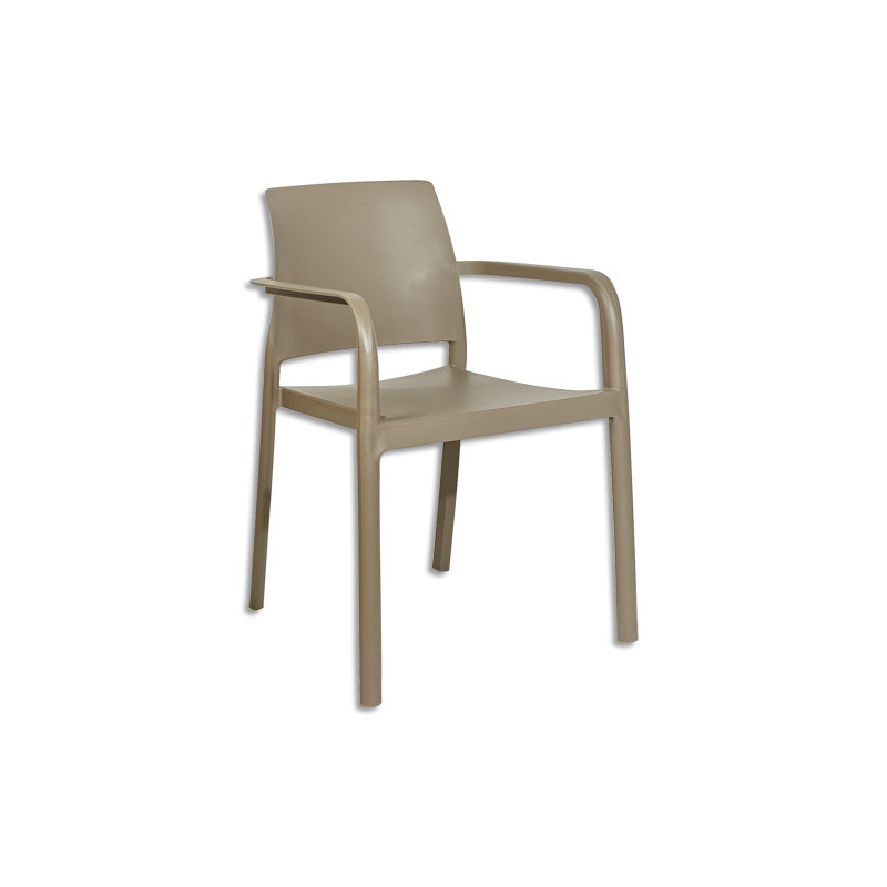 MT INTERNATIONAL Fauteuil extérieur en polypropylène Taupe L56 x H80 x P58. Embout antidérapant