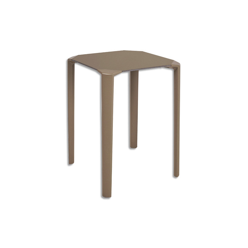 MT INTERNATIONAL Table carrée extérieure en polypropylène Taupe 60x60cm. Platau stratifié