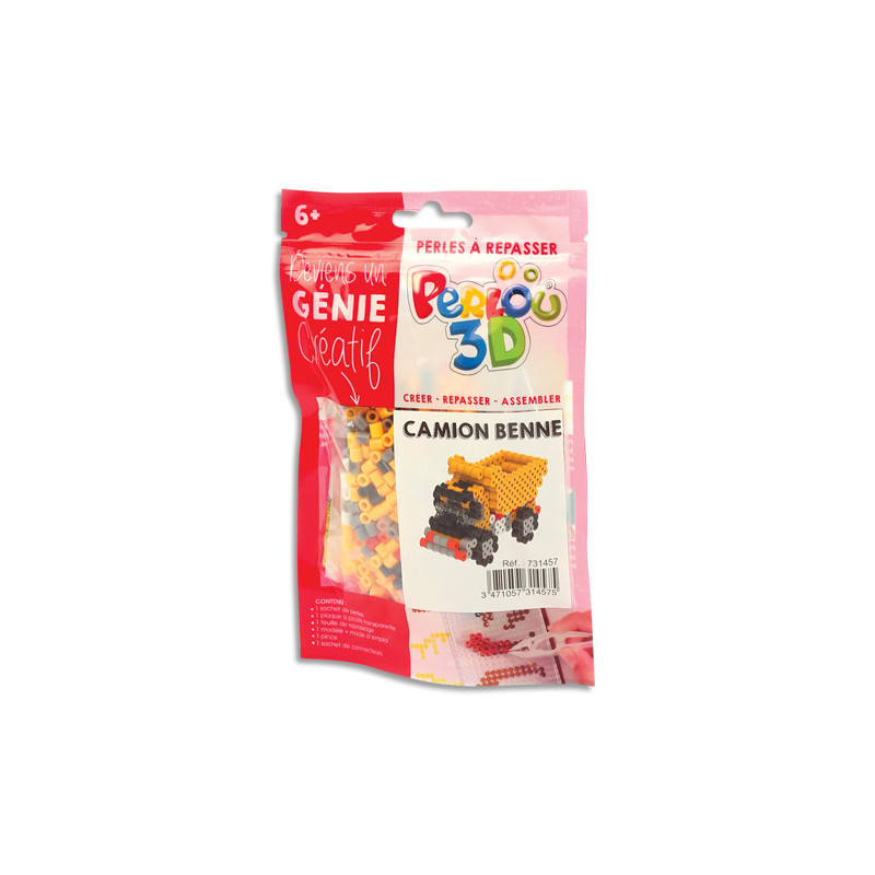 PERLOU Kit perles à repasser forme en 3D, thème camion benne