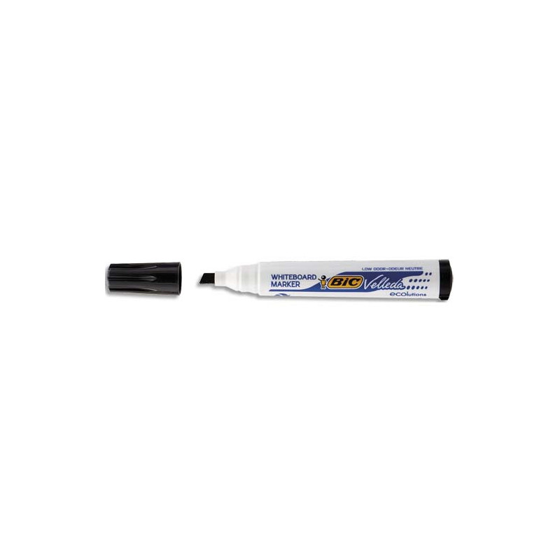 BIC Velleda 1751 ECOlutions Feutres pour Tableau Blanc Effaçables à Sec à Pointe Moyenne Biseautée - Noir