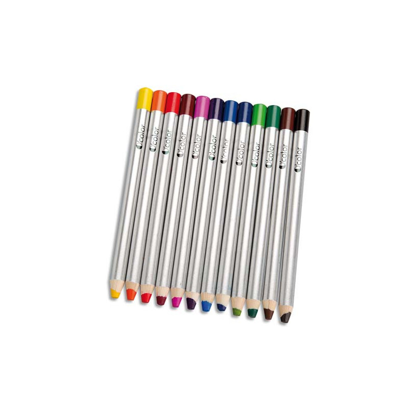 O COLOR Boîte 12 crayons coul gros module pour ardoises et tableau effaçables à sec 180X12 mm, mine 8 mm