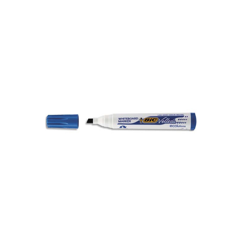 BIC Velleda 1751 ECOlutions Feutres pour Tableau Blanc Effaçables à Sec à Pointe Moyenne Biseautée - Bleu