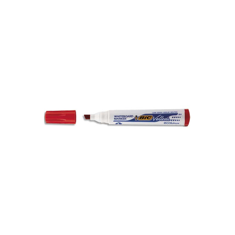 BIC Velleda 1751 ECOlutions Feutres pour Tableau Blanc Effaçables à Sec Pointe Moyenne Biseautée - Rouge