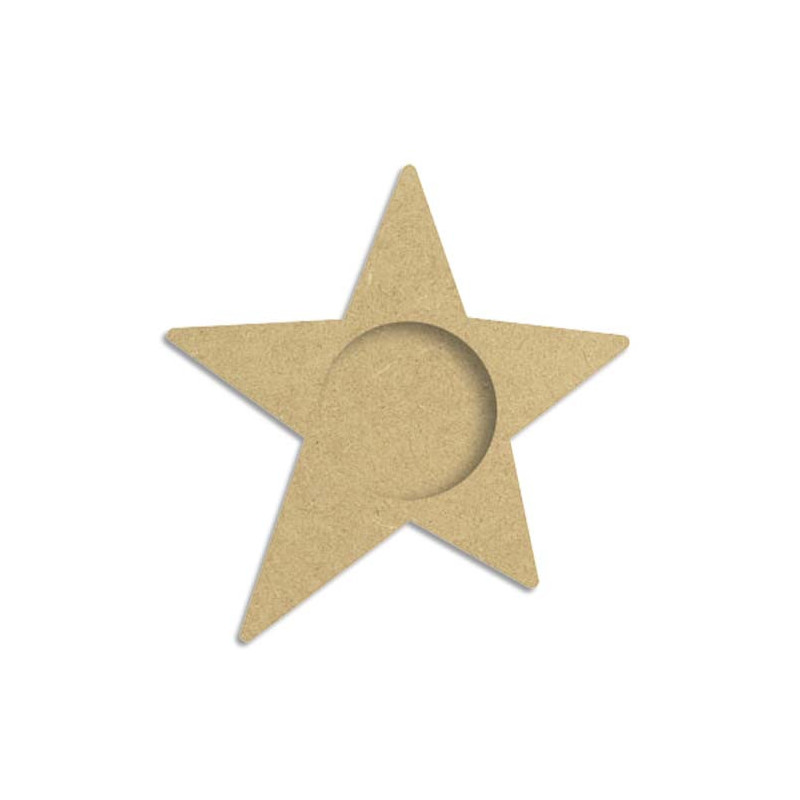 GRAINE CREATIVE Porte bougie en bois médium à décorer, forme étoile, format 105x109x12mm