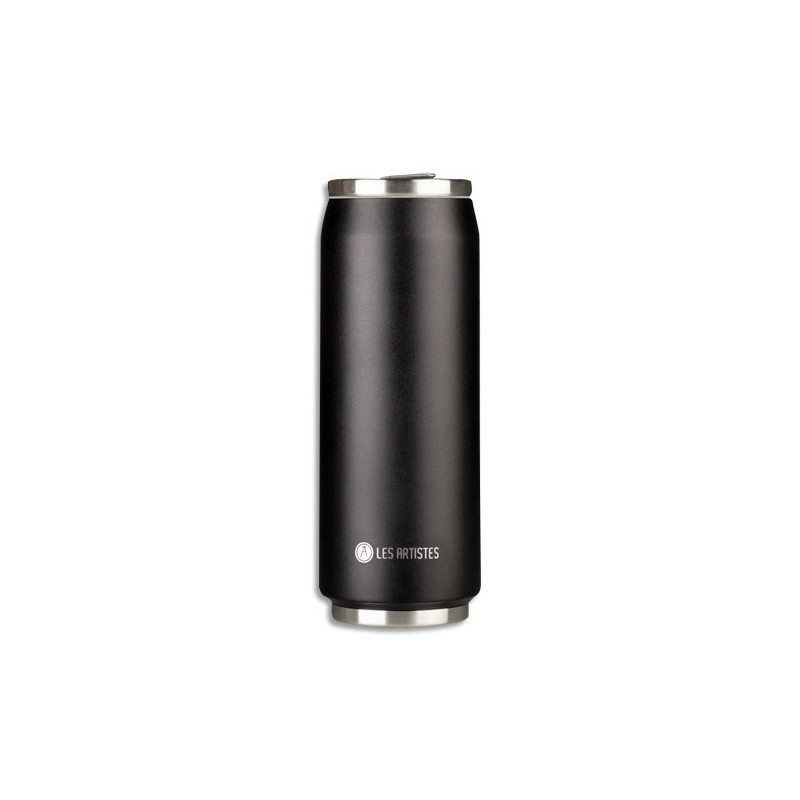 LES ARTISTES PARIS Canette isotherme 500ml acier inoxydable conserve au frais/10H- chaud/5h. Coloris Noir